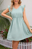 Swiss Dot Ruffle Sleeves Mini Dress
