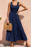 Smocked Tiered Splicing Tank Dress
