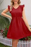 Swiss Dot Ruffle Sleeves Mini Dress