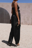 Plain Ruched Cami Crop Top With Wide Leg Pants 2pcs Set