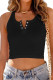 Plain Buttoned Rib Crop Tank Top