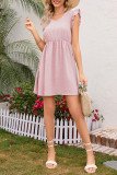 Swiss Dot Ruffle Sleeves Mini Dress