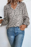 V Neck Floral Print Puff Blouse