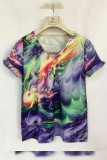 V Neck Buttoned Tie Dye Top