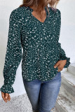 V Neck Floral Print Puff Blouse