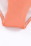Orange Solid Cross Back One Piece Swimsuit