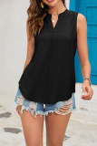 Plain Eyelet Pattern V Neck Tank Top