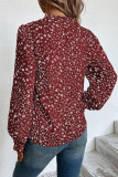 V Neck Floral Print Puff Blouse