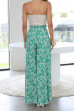 Plain Elastic Drawstring Waist Pockets Wide Leg Pants