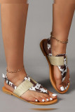 Leopard Straps Flip Flop Flat Sandals