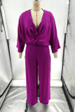 HIgh Waist Wide Leg Pants and Wrapped Top 3PCS Set