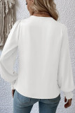 Plain Pleated Wrap V Neck Blouse