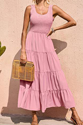 Smocked Tiered Splicing Tank Dress