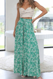 Plain Elastic Drawstring Waist Pockets Wide Leg Pants