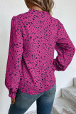 V Neck Floral Print Puff Blouse
