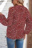 Cold Shoulder Frilled Collar Floral Blouse