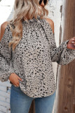 Cold Shoulder Frilled Collar Floral Blouse