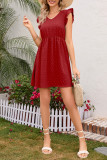 Swiss Dot Ruffle Sleeves Mini Dress