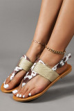 Leopard Straps Flip Flop Flat Sandals