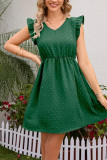 Swiss Dot Ruffle Sleeves Mini Dress