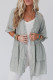 Green Ruffled Trim Half Sleeve Open Front Kimono