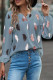 Feather Print Puff Sleeves Top