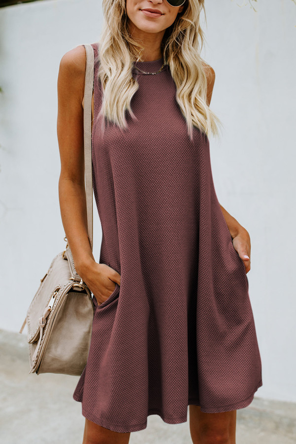 Red Crisscross Cut-out Back Knit Sleeveless Dress