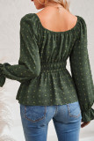 Elastic Waist Puff Sleeves Smocked Top