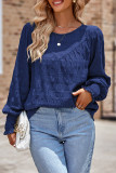 Plain Puff SLeeves Texture Splicing Top
