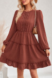 Swiss Dot Crochet Ruffle Hem Dress