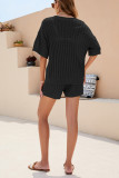 Eyelet Knitting Top and Short 2PCS Set