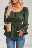 Elastic Waist Puff Sleeves Smocked Top