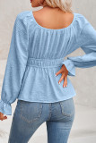 Elastic Waist Puff Sleeves Smocked Top