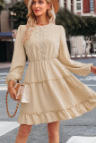 Swiss Dot Crochet Ruffle Hem Dress