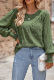 Plain Puff SLeeves Texture Splicing Top