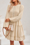 Swiss Dot Crochet Ruffle Hem Dress