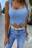 Plain U Neck Diamond Tassels Tank TOp