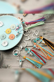 Neon Bull Skull Tassels Keychain MOQ 3pcs