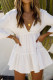 White Splicing Ruffle Beach Dress