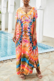 Tie Dye Printing Beach Cover Up Kimono