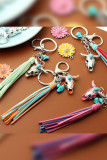 Neon Bull Skull Tassels Keychain MOQ 3pcs