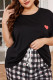 Plaid Heart Print Plus Size 2PCS Pajamas Set