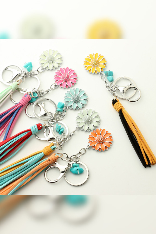Tassel Sunflower Keychain MOQ 3PCS