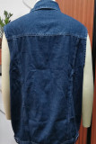 Aztec Splicing Denim Vest Jacket