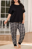 Plaid Heart Print Plus Size 2PCS Pajamas Set