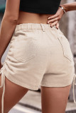 Pleated Lace Up Denim Shorts