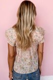 Multicolor Plus Size Floral Mandarin Collar Blouse