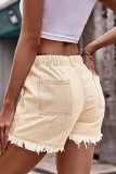 High Waist Drawstring Raw Hem Denim Shorts