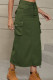 Pleated Pockets Denim Skirt Dress
