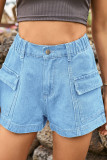 HIgh Waist Denim SHorts With Pockets